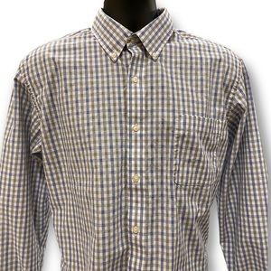 LANDS’END 16 Neck 32 Sleeve Checkered Blue/Grey Lung sleeved Button-down Shirt